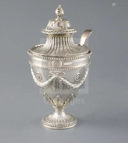 A George III silver pedestal sugar vase and cover, engraved with Constable family crest, Rev. John