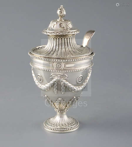 A George III silver pedestal sugar vase and cover, engraved with Constable family crest, Rev. John