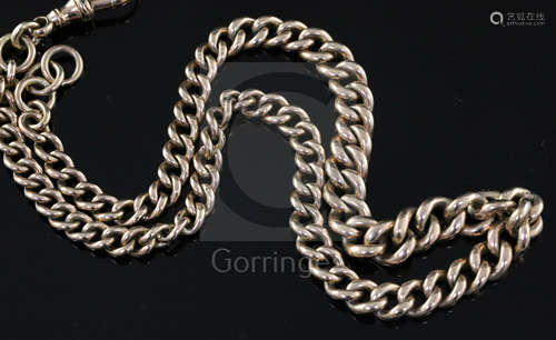 An Edwardian 9ct gold graduated link albert chain, 40.5cm.