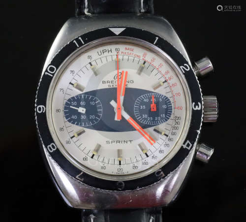 A gentleman's late 1960's/early 1970's stainless steel Breitling Sprint chronograph wrist watch,