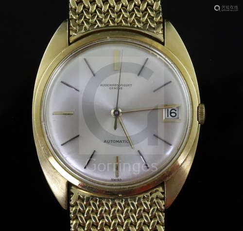 A gentleman's 1960's 18ct gold Audemars Piguet automatic wrist watch, with baton numerals and date