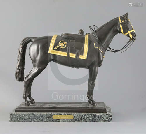 § James Osborne (1940-1992). A parcel gilt bronze model of the Queen's horse 'Burmese', signed and