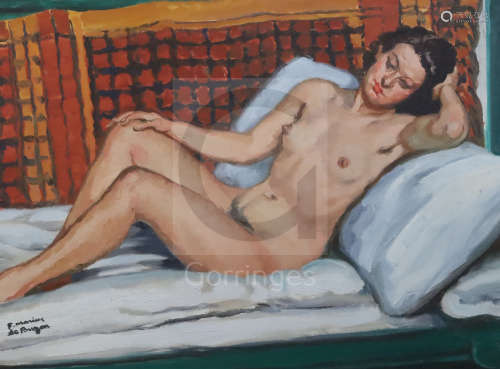 Francois Marius De Buzon (1879-1958)oil on canvasReclining female nudesigned19 x 25.5in.