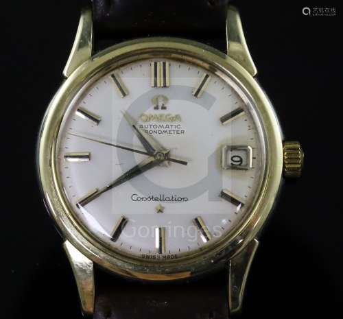 A gentleman's 1960's? steel and gold plated Omega Constellation chronometer automatic wrist watch,