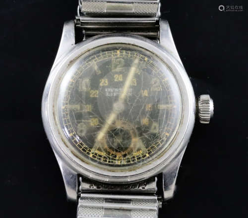 A gentleman's 1940's stainless steel mid-size Rolex Oyster Lipton manual wind wrist watch, made