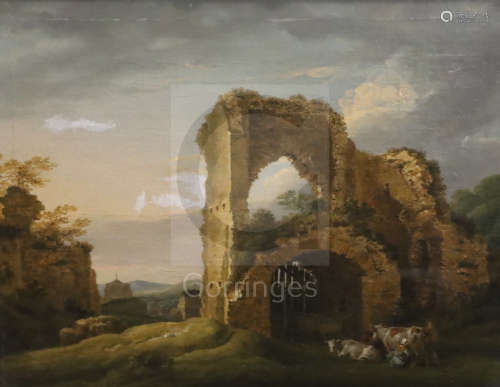 Micheal Angelo Rooker (1743-1801)pair of oils on canvas'Part of Pevensey Castle' and 'Strand Gate,