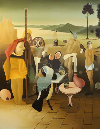 § Stuart McAlpine Miller (1964-)oil on canvas'Gathering of an unconventional people'signed50 x