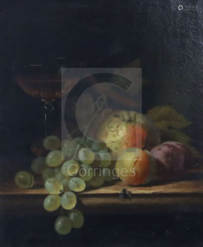 Henry George Todd (1847-1898)pair oils on canvasStill life of fruit and a wine glass upon a