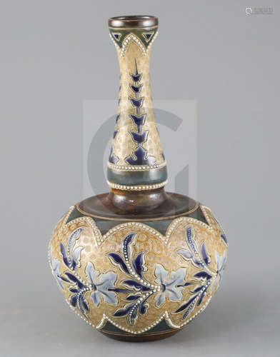 Emily E. Stormer for Doulton Lambeth, an Art Union of London bottle vase, c.1885, impressed mark and