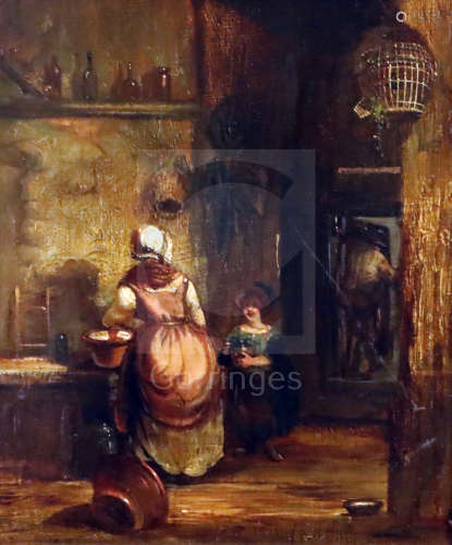 William Collins (1788-1847)oil on wooden panelScullery interiorsigned12.45 x 10.5in.