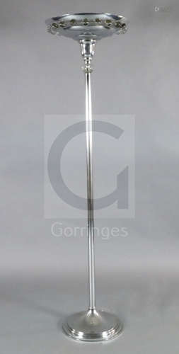 A 1930's chromed metal and glass ball uplighter lamp standard, by Pierre Martin & Martin Guenier,