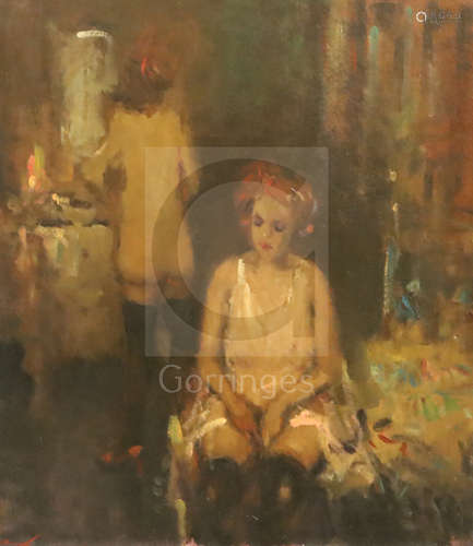 Ken Moroney (b.1949)oil on boardDressing room scenesigned17.5 x 15.25in., unframed