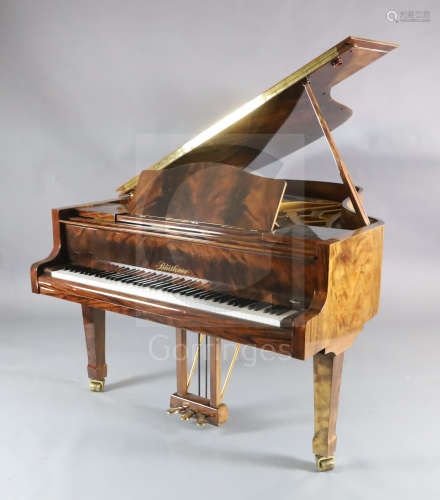 A Bluthner Model 6 flame mahogany cased grand piano, framed numbered 148339, 1992, W.4ft 10in. L.6ft