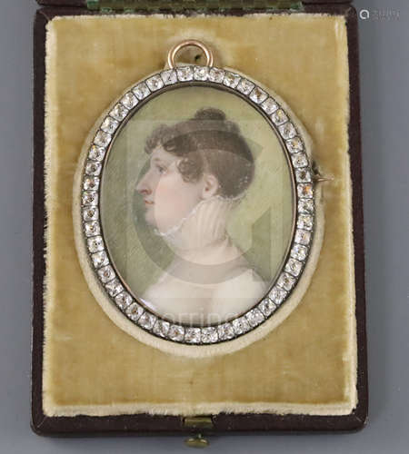 English School c.1800oil on ivoryMiniature portrait of Charlotte Ross, daughter of Sir James