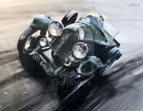 Dion Pears (1929-1985)gouache and watercolourUC6468 3 litre Bentley 1928 Le Mans, at