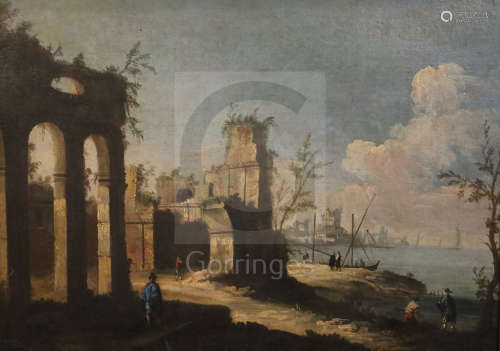 Follower of Michele Marieschi (1710-1743)oil on canvasCapriccio landscape with a Venetian port20 x