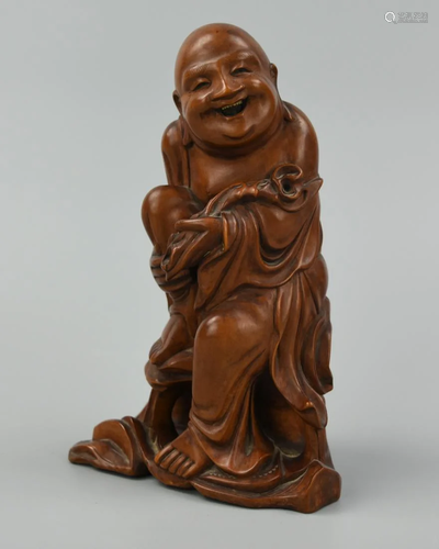 Chinese Huangyang Wood Buddha Figure, Qing D.