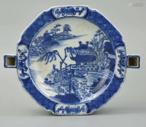 Chinese Blue& White Porcelain Warming Dish, 19th C