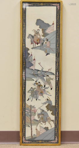 Chinese Kesi Embroidery w/ Battle Scene ,Qing D.