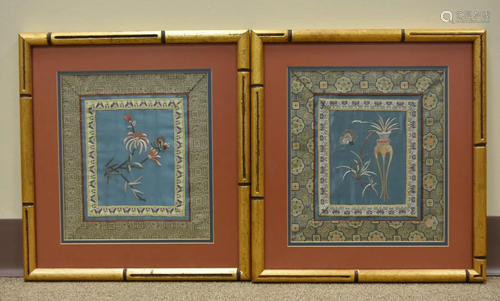 2 Chinese Framed Embroidery, Qing Dynasty