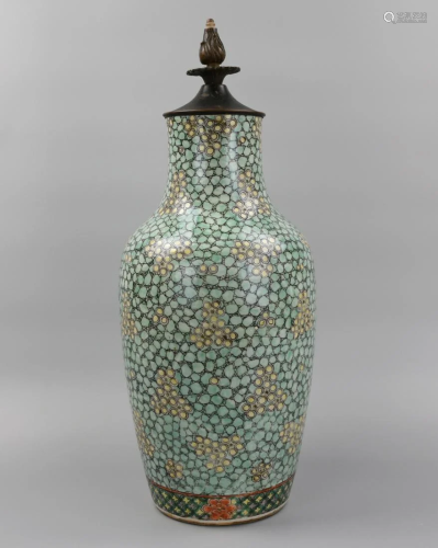 Chinese Wucai Glazed Vase, 19th C.