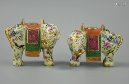 Pair of Chinese Cantonese Elephant Statues, 1…