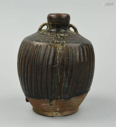 Chinese Henan Ware Black Glazed Wine Pot , Yuan D