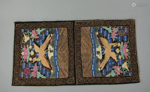 2 Chinese Mirroring Buzi (Rank Badges), Qing D.