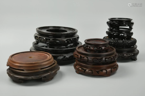 (11) Set of Chinese Wood Stand,20th C.