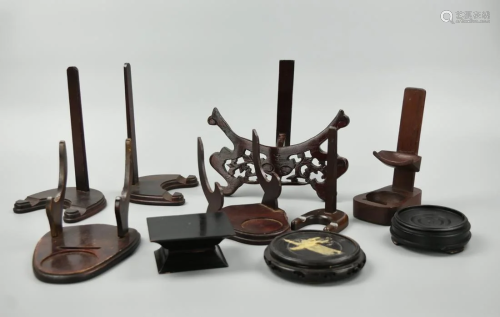 (10)Set of Chinese Wood Stand, 20th C.