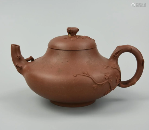 Chinese Zisha Teapot w/ Blossoming Branch