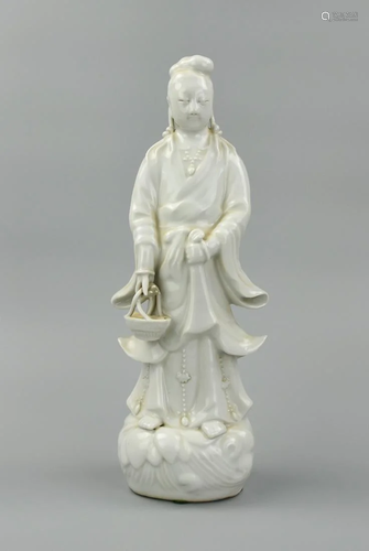 Chinese Dehua Figure of Guanyin w/ Fish, 20th C.