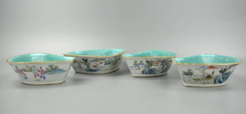 4 Chinese Famille Rose Bowls w/ Scenes,Tongzhi P.