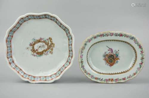 Two Chinese Export Amorial Plates ,18th C.