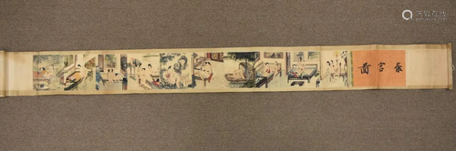 Horizontal Chinese Scroll Painting 10Erotic Scenes