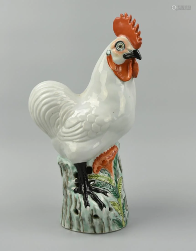 Chinese Famille Rose Porcelain Rooster, 19th C.