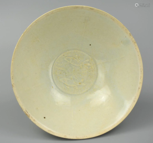 Chinese Qingbai Glazed Bowl w/ Twin Fish ,Song D.