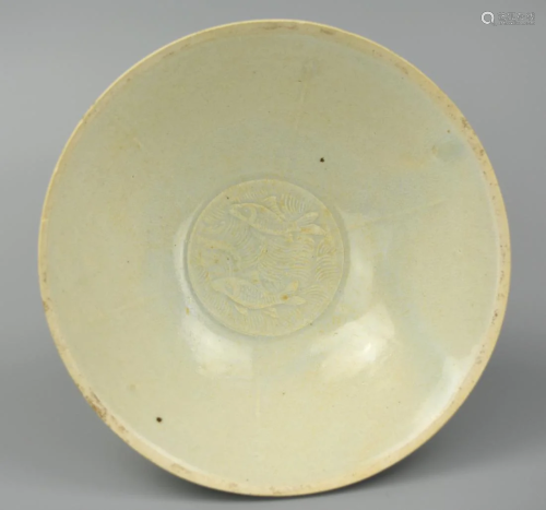 Chinese Qingbai Glazed Bowl w/ Twin Fish ,Song D.