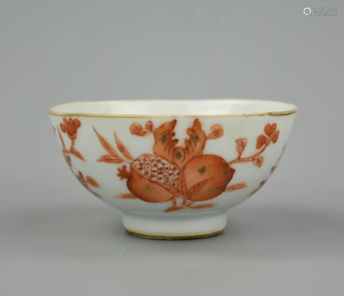 A Chinese Iron Red Pomegranate Cup, 19th C.
