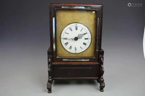 An Inlaid Wooden Table Clock