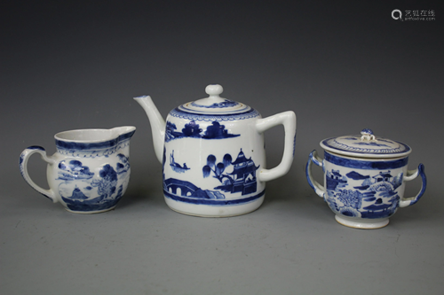 A Group of Blue and White PorcelainTea Wears