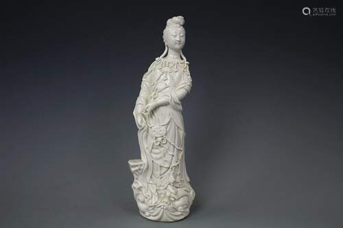 Qing Dynasty Dehua White Porcelain Figure of Sta…