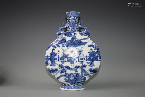 A Blue and White Double-Handle Vase