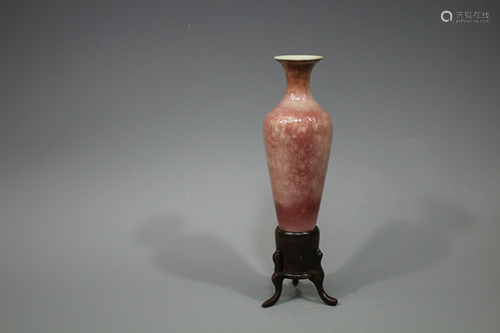 A Copper-Red Glazed Vase With Hongmu Base, Kan…