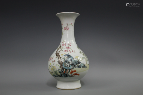 A Chinese Famille Yuhuchunping Vase, Marked …