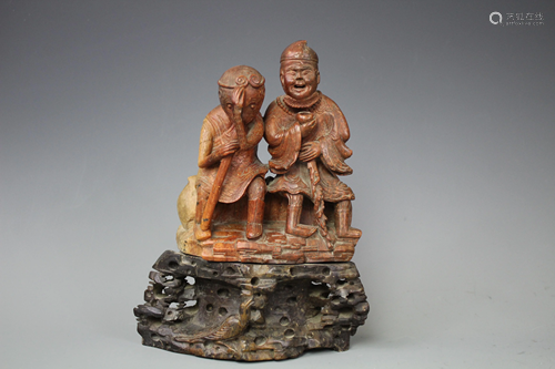 A Shoushan Stone Carving of Figurine, Qing Dy…