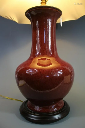 A Large Red Glazed Vase (replenished to Lamp)