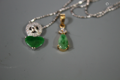 Two Jadeite Heart-Shaped Pendants