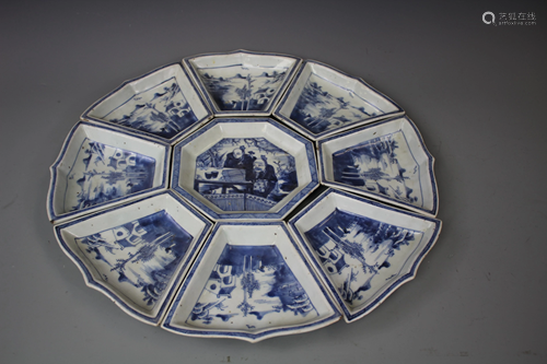 A Chinese Blue and White Large Platter, Qing Dyn…