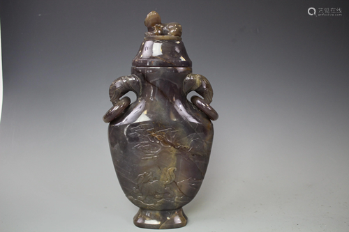 An Agate Bottle With Beast-Shaped Funnel, Qing Dy…